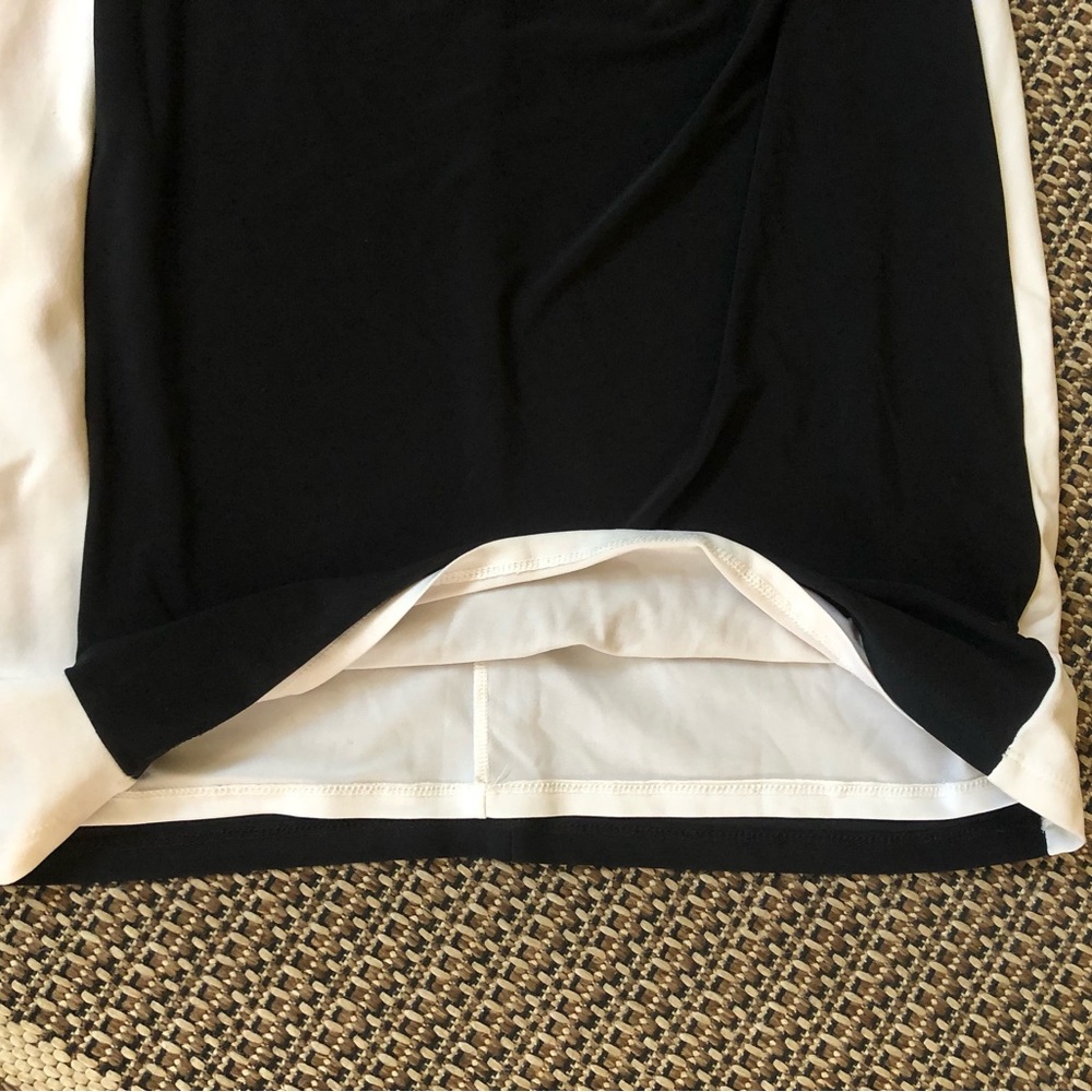 🖤CHAPS Sleeveless Colorblock Black & Off White Ruched Sheath Career Dress - Picture 9 of 14